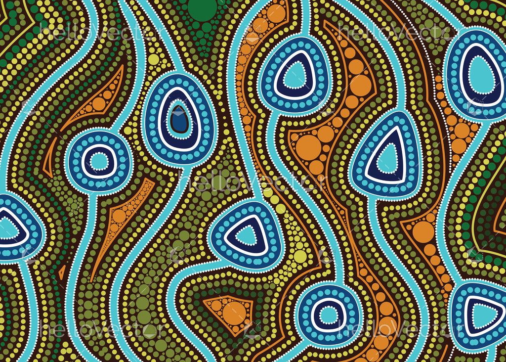 River, Aboriginal art vector painting with river, - Download Graphics ...
