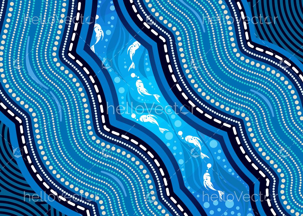 Aboriginal art vector background. River concept - Download Graphics ...