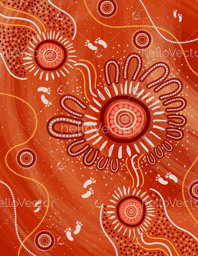 Orange aboriginal artwork - Vector - Download Graphics & Vectors