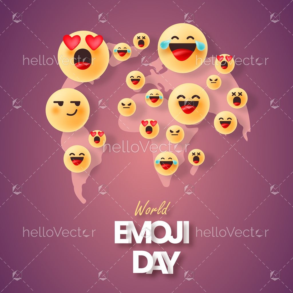 World Emoji Day Vector Banner Illustration Download Graphics & Vectors