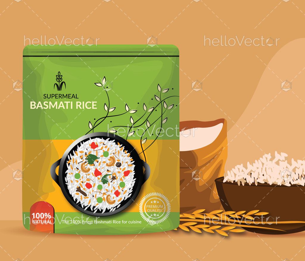 Rice Bag Packaging Design Illustration Download Graphics & Vectors