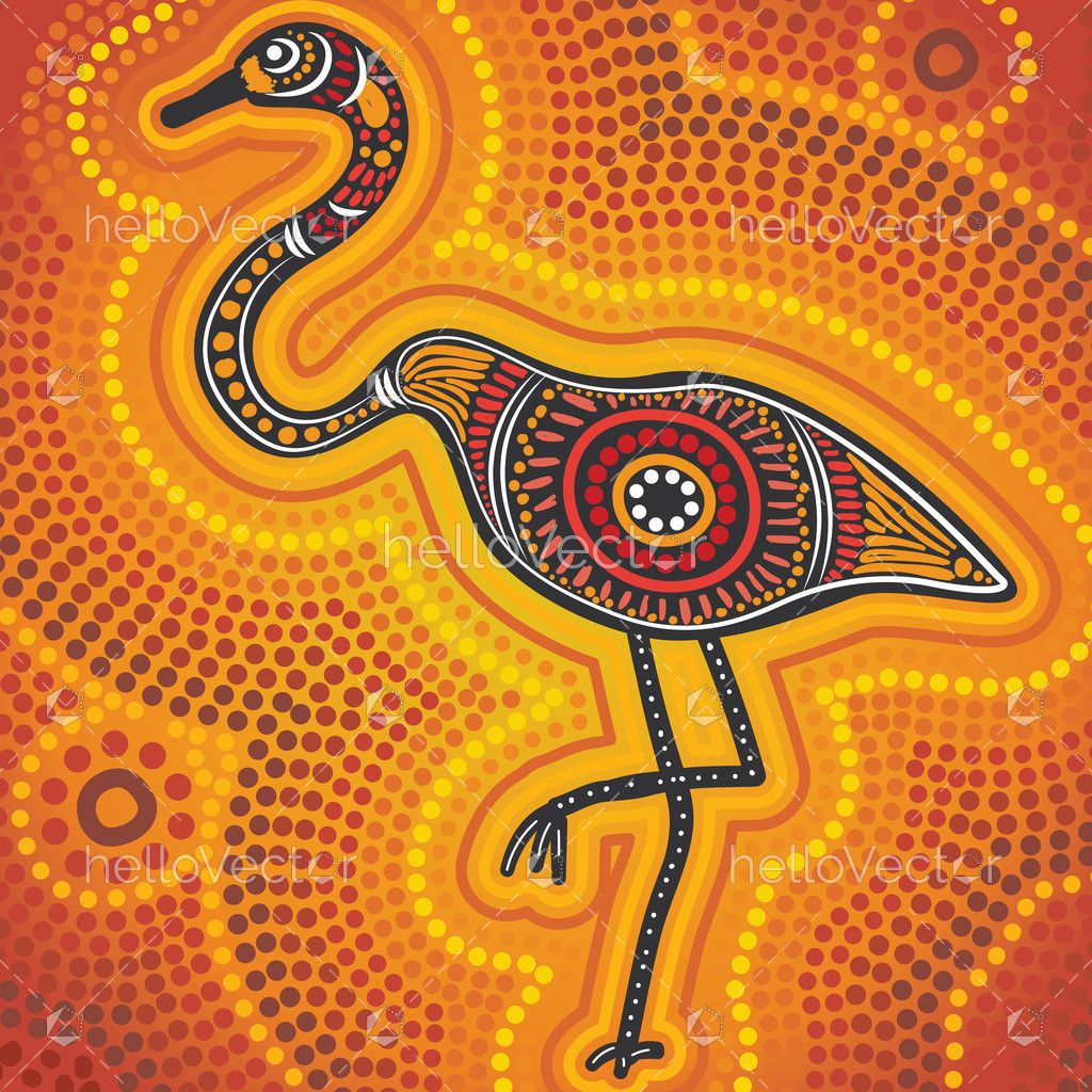 Heron dot painting - Aboriginal - Download Graphics & Vectors