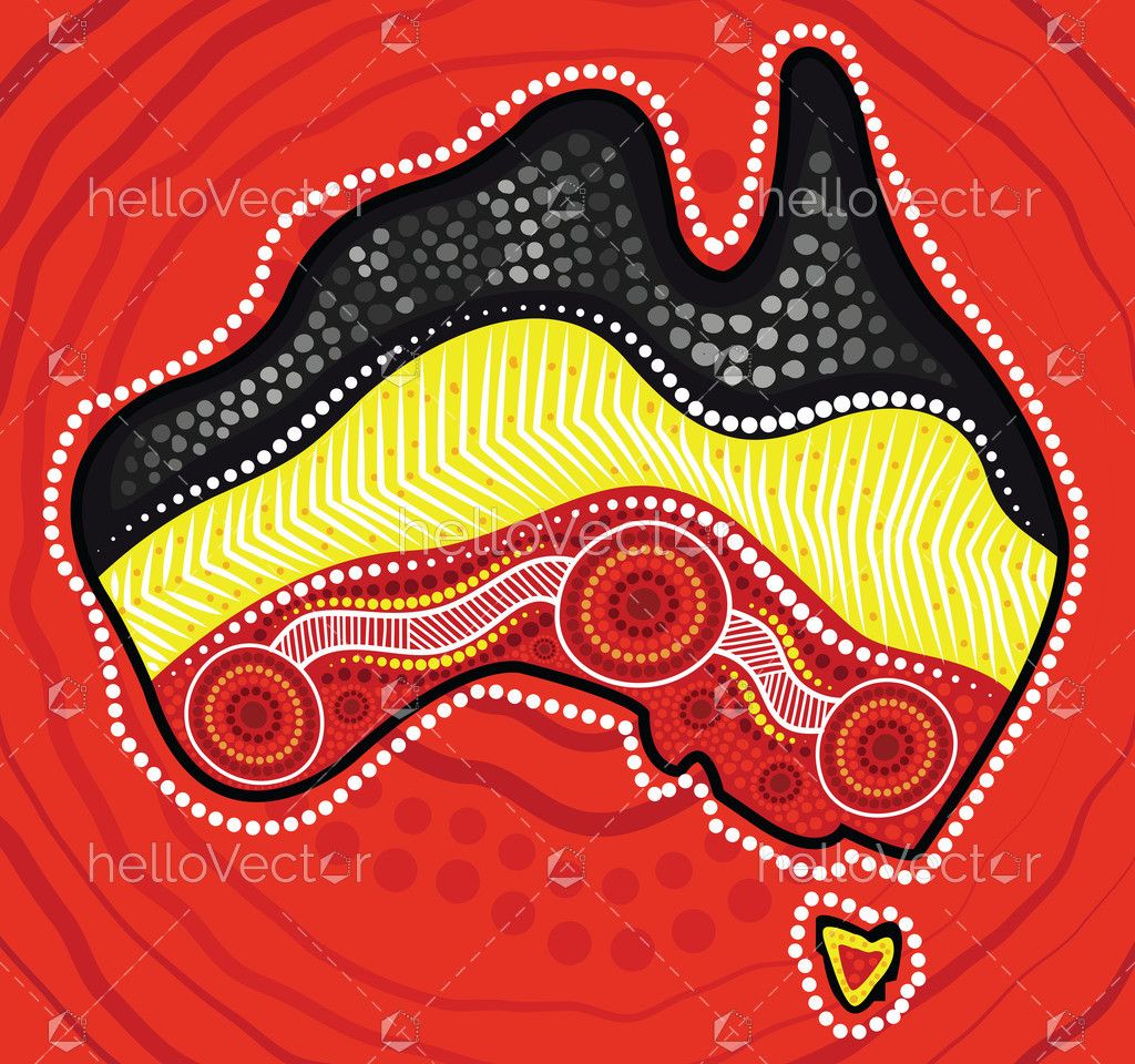 Aboriginal dot artwork with map of Australia Download Graphics & Vectors