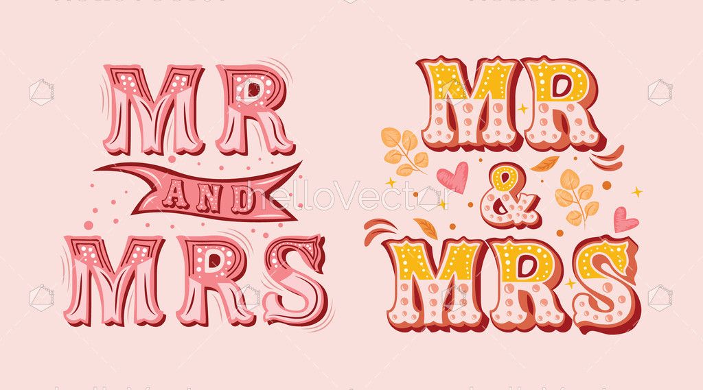 Mr and Mrs typography design Vector illustration Download Graphics