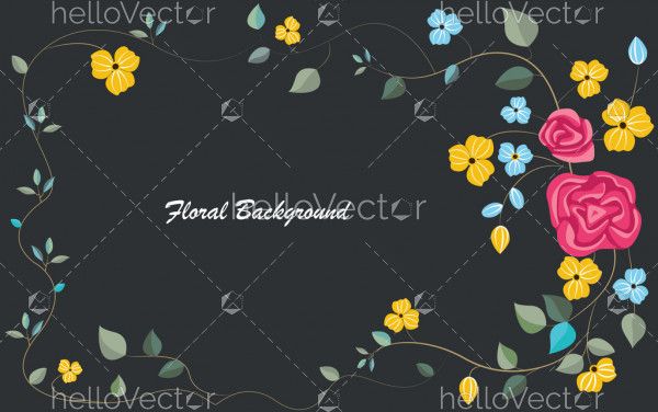 Floral banner background with text - Vector illustration