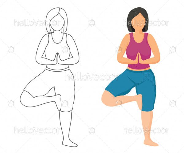 Women's fitness background in yoga position