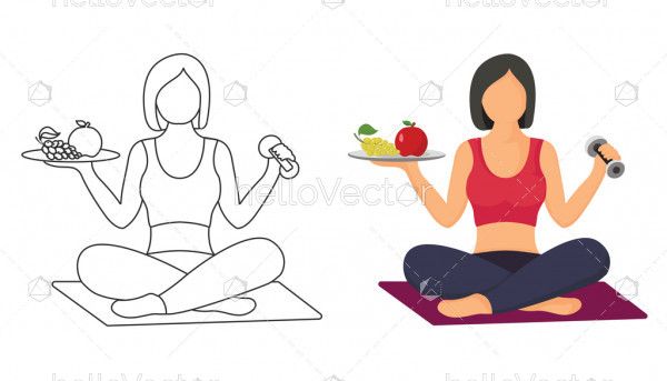 Women's fitness - Vector Illustration, Woman doing exercises, health and fitness concept