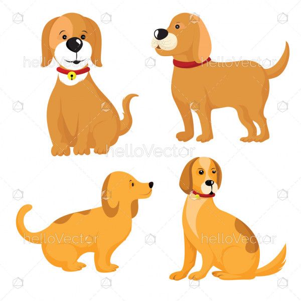 Vector set of different dog breeds