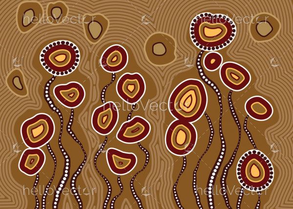 Aboriginal tree, Aboriginal art vector painting with tree.