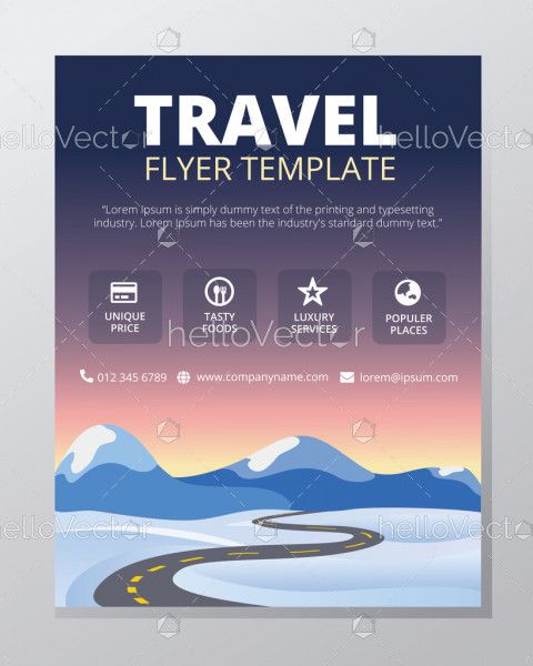 Travel flyer template vector design with graphics and text.