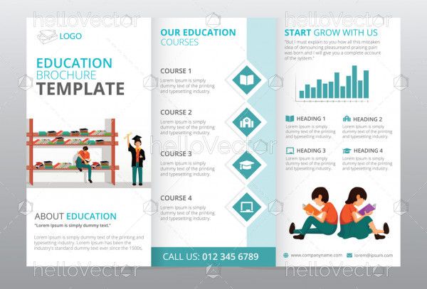 Tri-fold brochure template design. Education concept