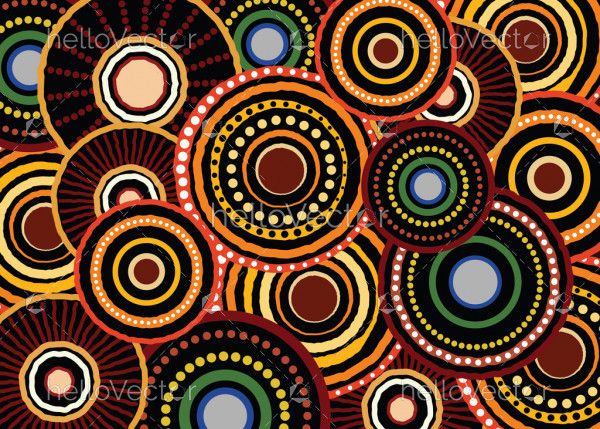 Aboriginal dot art vector seamless circle pattern background.
