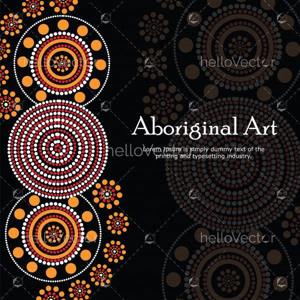 Aboriginal art. Vector Banner with text.