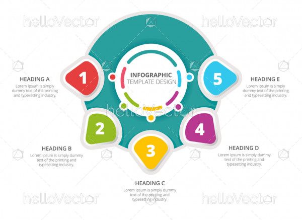 Process infographic template design with 5 steps - Vector Illustration