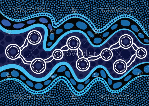Illustration based on aboriginal style of dot  background. Connection concept