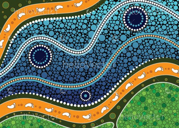 An illustration based on aboriginal style of background depicting nature