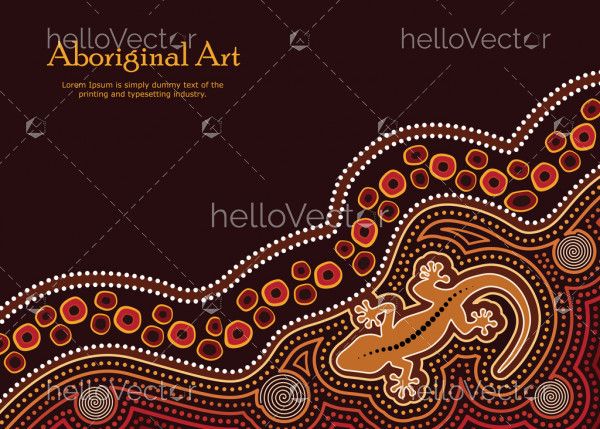 Aboriginal art vector Banner with text. Illustration based on aboriginal style of dot background.