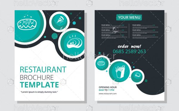 Restaurant brochure design vector template.