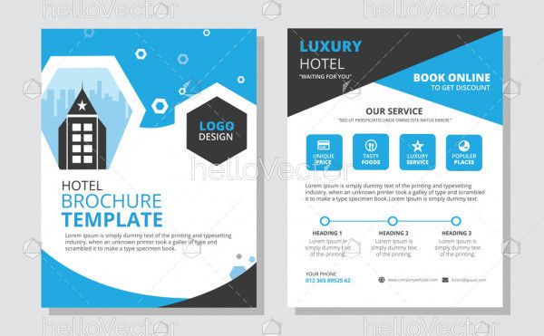 Hotel brochure design vector template.