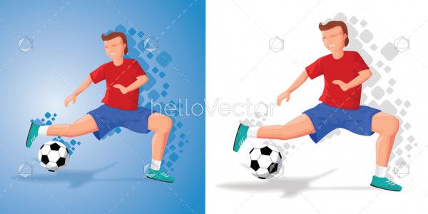 Soccer player kicking ball - Vector Illustration