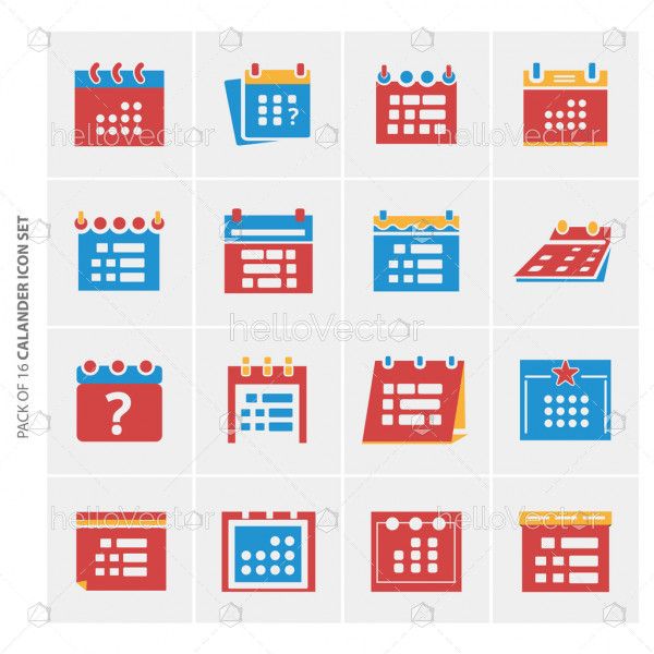 Calendar flat icons set for website and mobile app. - Download Graphics