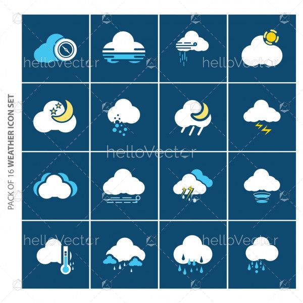Weather forecast flat icons set for website and mobile app.