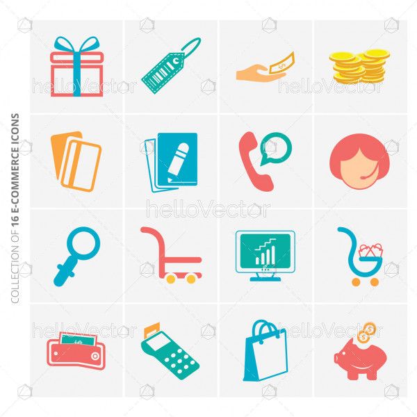 E commerce flat icons set for website and mobile app.