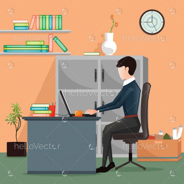 Professional man with laptop - Vector illustration