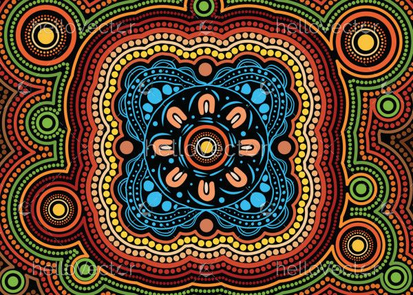 Illustration based on aboriginal style of  dot background.