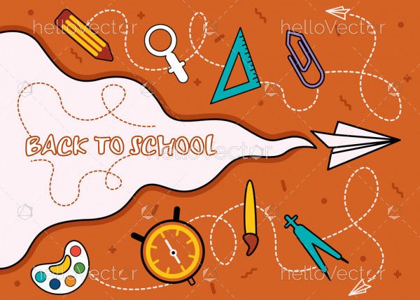 Back to school web banner - Vector illustration