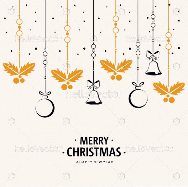 Christmas background with different hanging decorations