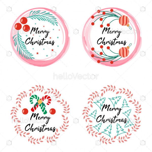 Merry Christmas stickers vector design
