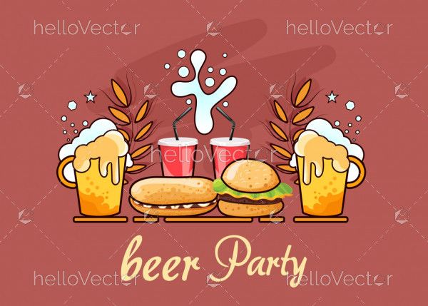 Food vector graphic design with beer and burgers