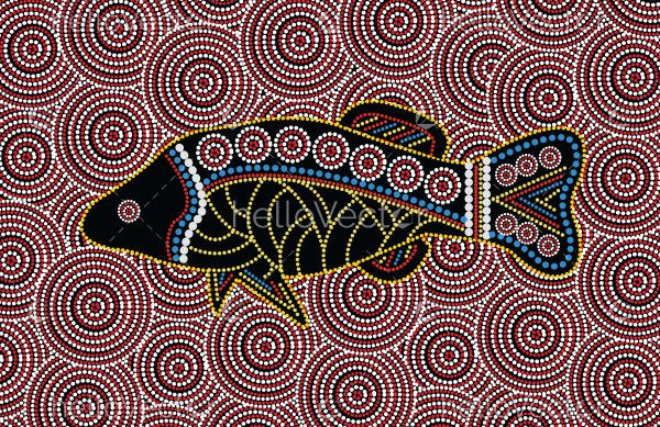 Aboriginal  painting with fish