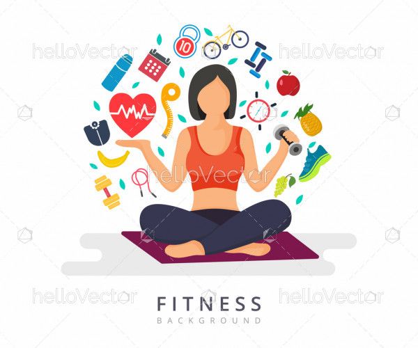 Health And Fitness Concept Graphic Womens Fitness Vector Illustration Download Graphics
