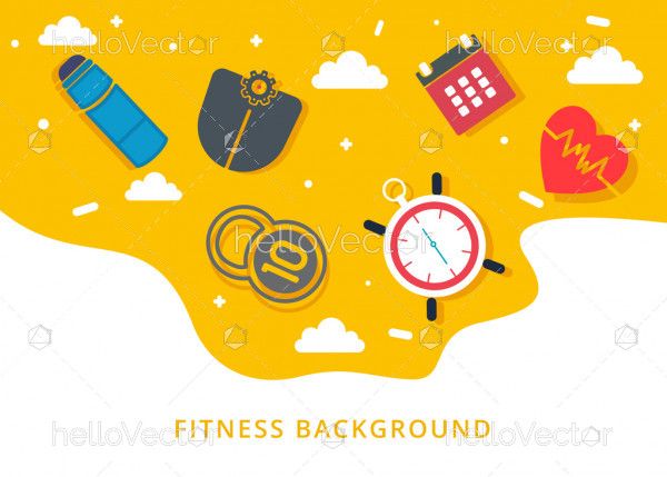 Fitness banner background with equipment - Vector illustration