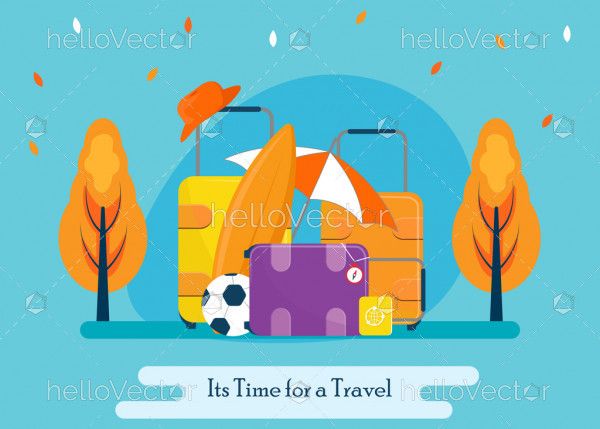 Travel background with suitcases - Vector Illustration