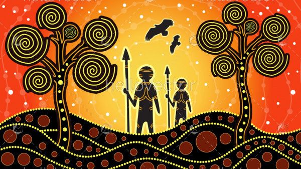 Aboriginal dot art vector painting