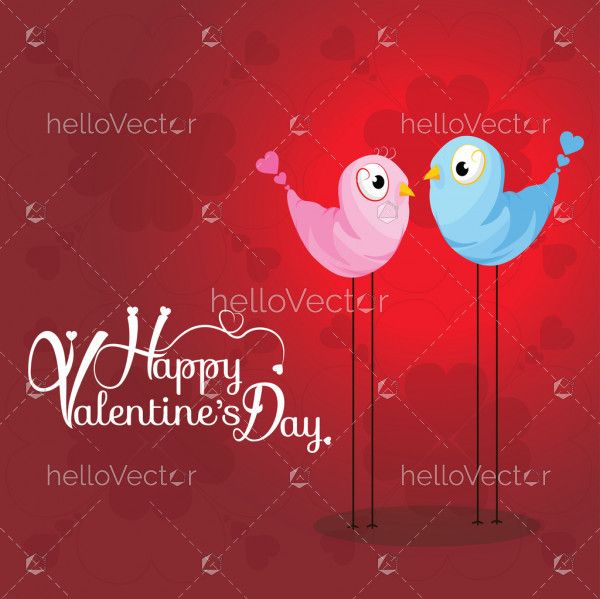 Valentine's day background with two love bird - Vector illustration