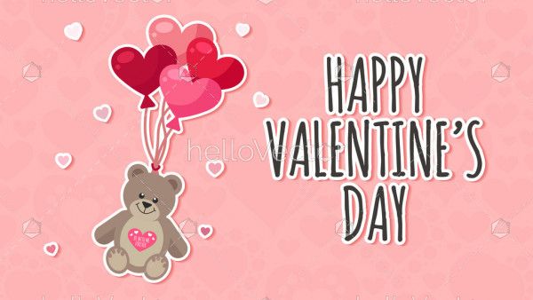 Valentine's day background cute teddy bear - Vector illustration