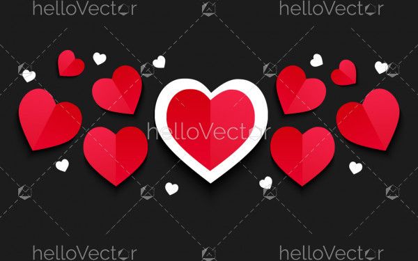 Red hearts background design - Vector illustration