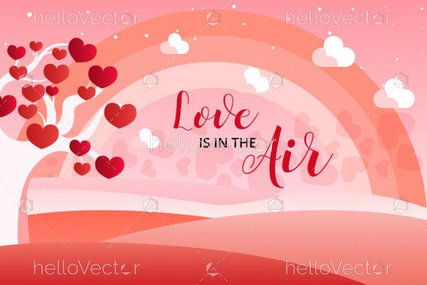 Love tree, Valentine background - Vector Illustration