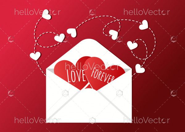 Love greeting card in envelope - Vector illustration
