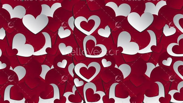 Red and white hearts seamless pattern - Vector Illustration