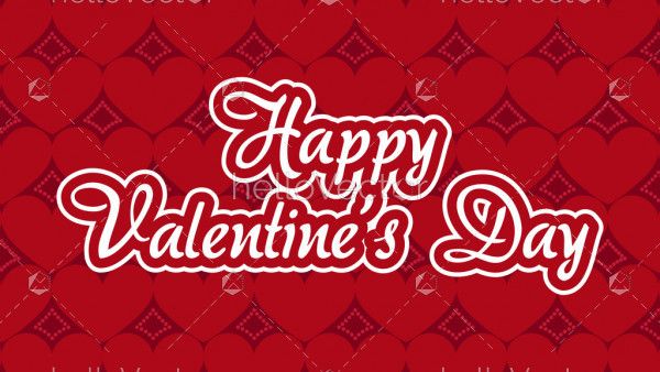 Happy Valentine's day typography on red background - Vector Illustration