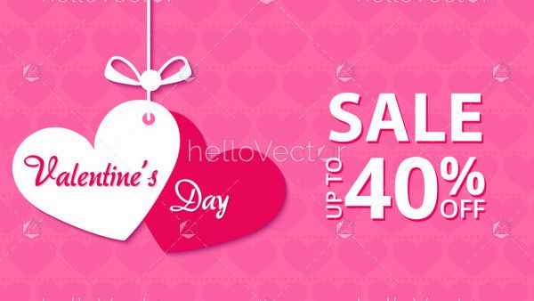 Valentine's day sale banner background design - Vector Illustration