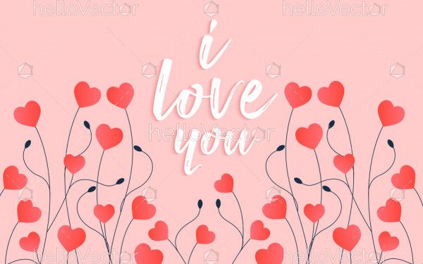 Seamless heart pattern with typography, Love background - Vector Illustration