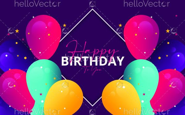 Birthday background with colorful balloons - Vector Illustration