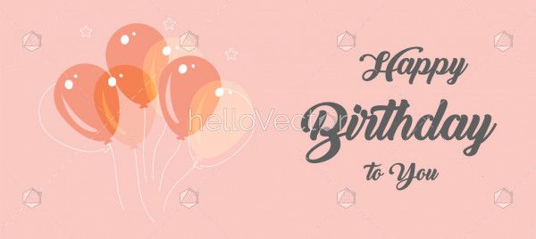 Birthday banner with balloons on light background - Vector Illustration