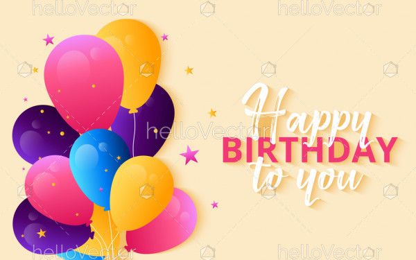Birthday background with colorful balloons and typography - Vector Illustration